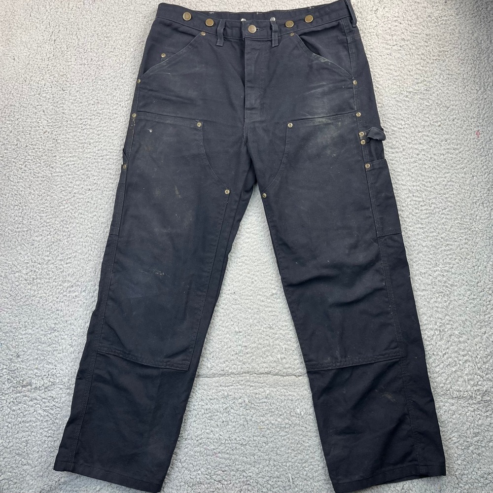 Big Bill Work Pants Mens 32x30 Black Double Knee Canvas Carpenter Utility